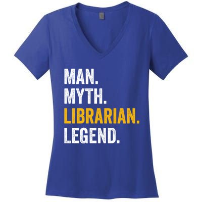 Myth Librarian Legend Library Funny Librarian Gift Women's V-Neck T-Shirt