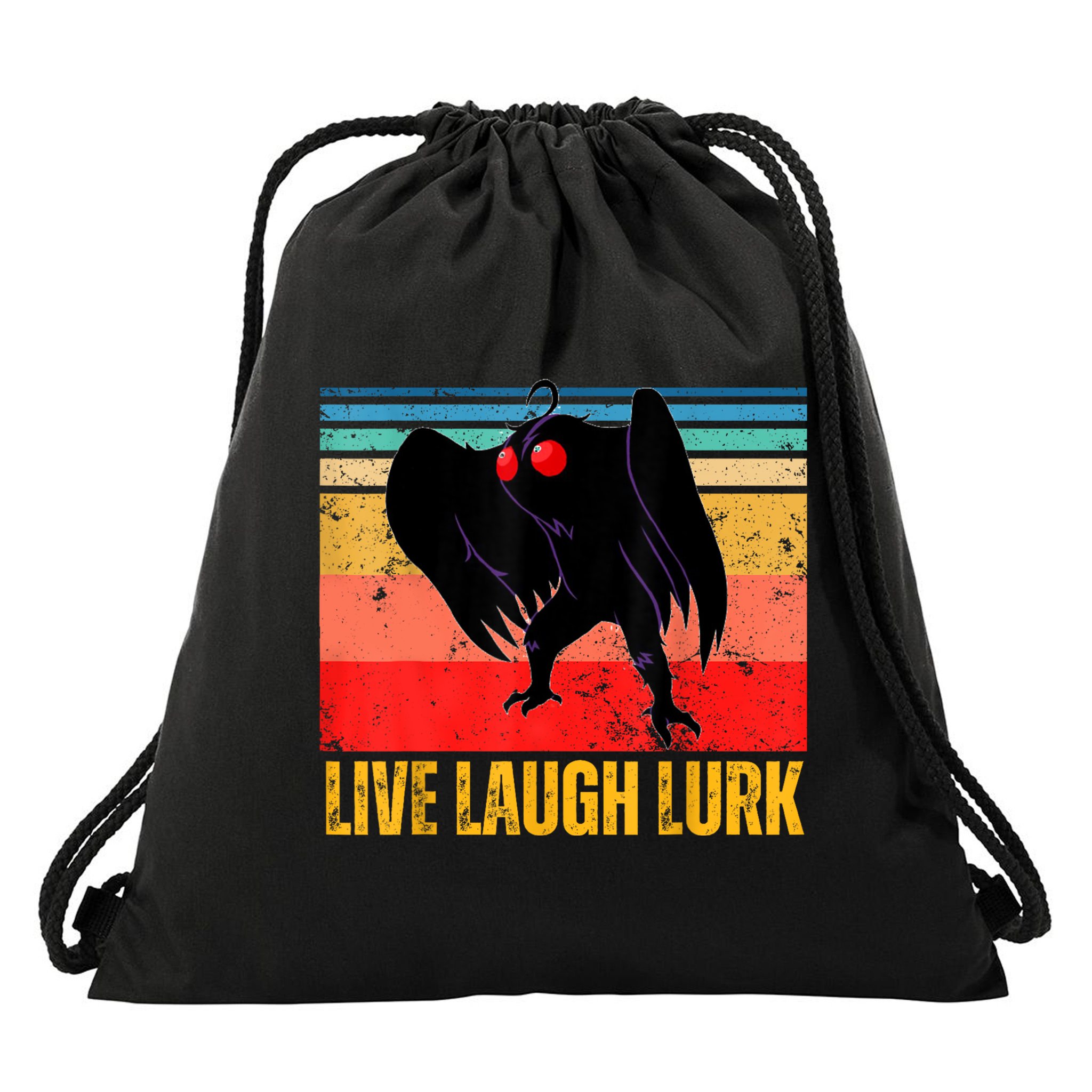 Mothman Live Laugh Lurk Drawstring Bag