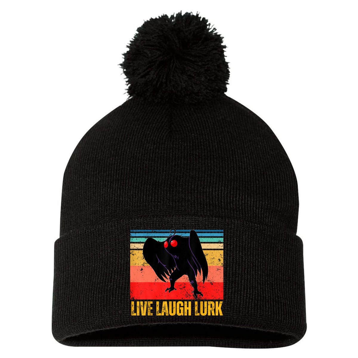 Mothman Live Laugh Lurk Pom Pom 12in Knit Beanie