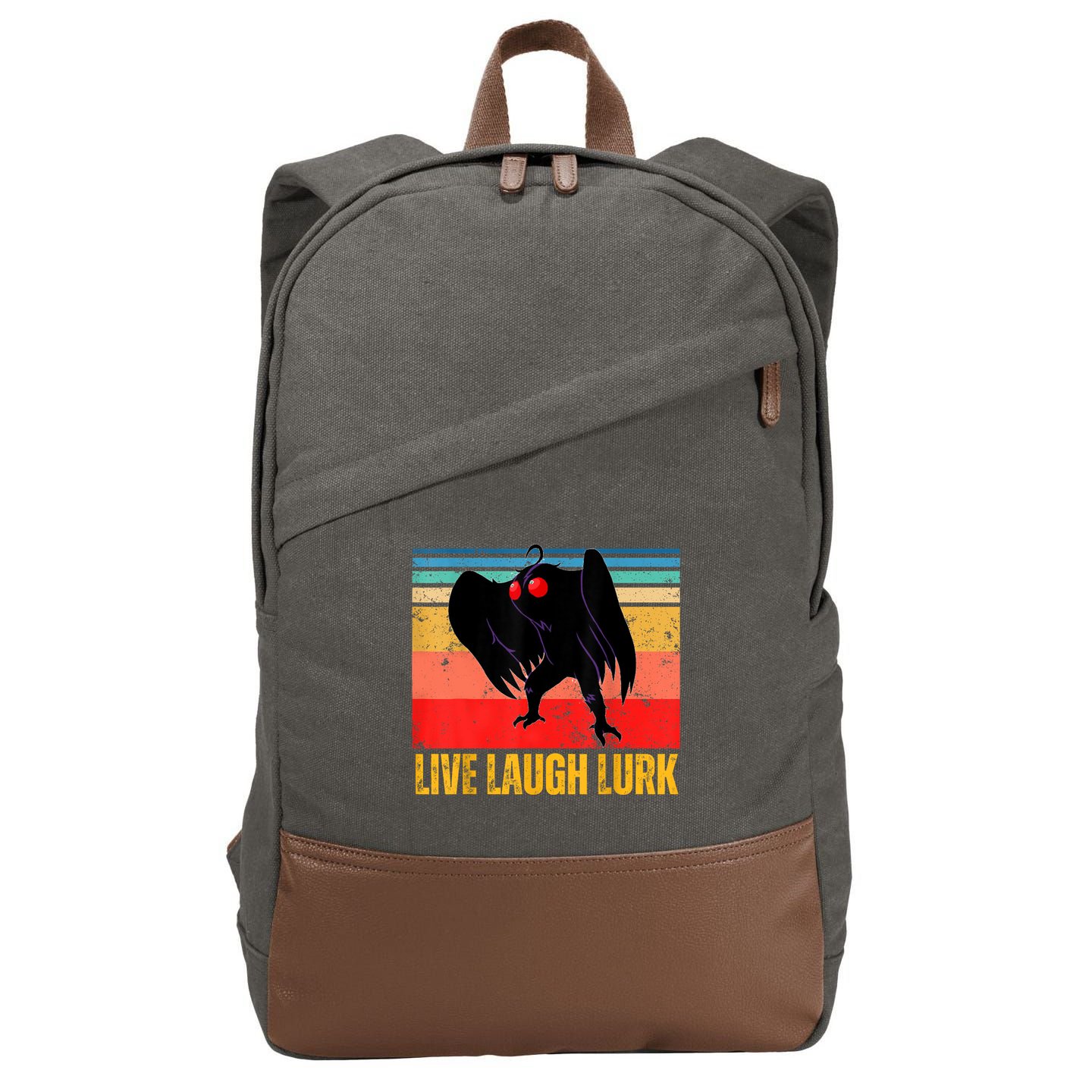 Mothman Live Laugh Lurk Cotton Canvas Backpack
