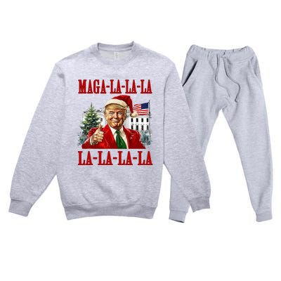 Maga La La La Donald Trump Potus 47 Ugly Christmas Sweater Premium Crewneck Sweatsuit Set