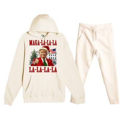 Maga La La La Donald Trump Potus 47 Ugly Christmas Sweater Premium Hooded Sweatsuit Set