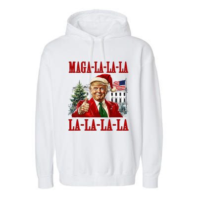 Maga La La La Donald Trump Potus 47 Ugly Christmas Sweater Garment-Dyed Fleece Hoodie