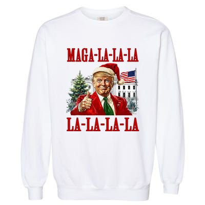 Maga La La La Donald Trump Potus 47 Ugly Christmas Sweater Garment-Dyed Sweatshirt