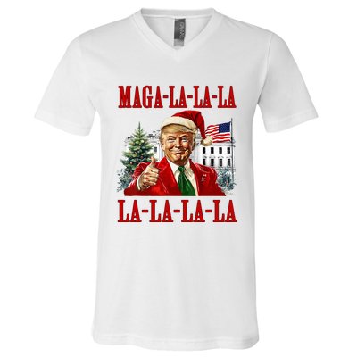 Maga La La La Donald Trump Potus 47 Ugly Christmas Sweater V-Neck T-Shirt