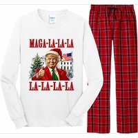 Maga La La La Donald Trump Potus 47 Ugly Christmas Sweater Long Sleeve Pajama Set