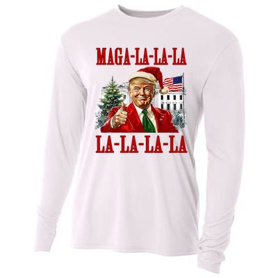 Maga La La La Donald Trump Potus 47 Ugly Christmas Sweater Cooling Performance Long Sleeve Crew