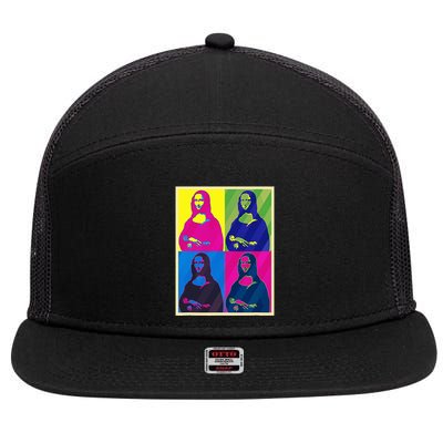 Mona Lisa Leonardo Da Vinci Pop Art Graphic 7 Panel Mesh Trucker Snapback Hat