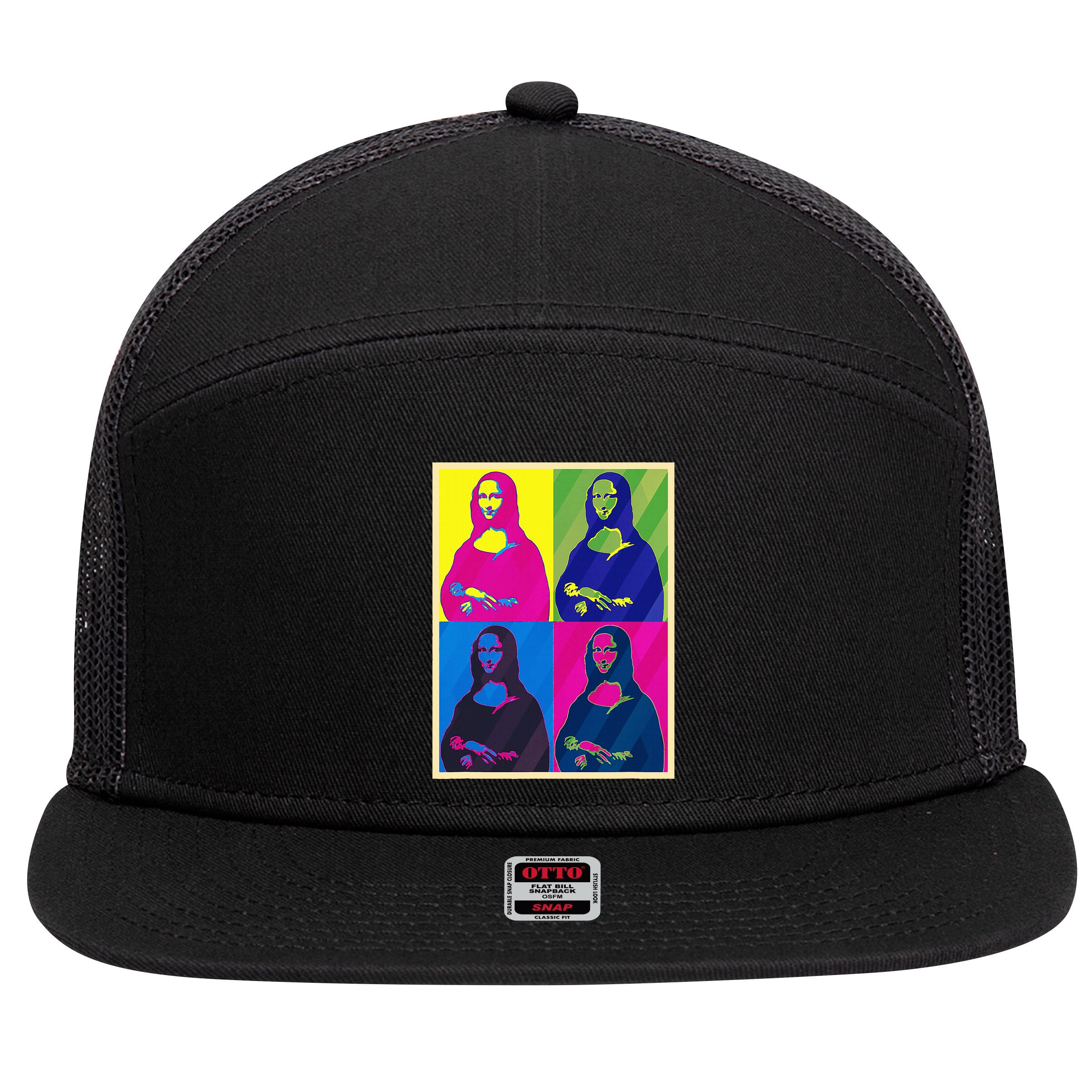 Mona Lisa Leonardo Da Vinci Pop Art Graphic 7 Panel Mesh Trucker Snapback Hat