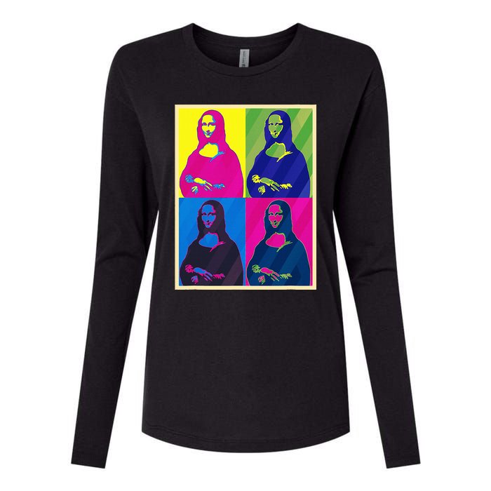 Mona Lisa Leonardo Da Vinci Pop Art Graphic Womens Cotton Relaxed Long Sleeve T-Shirt