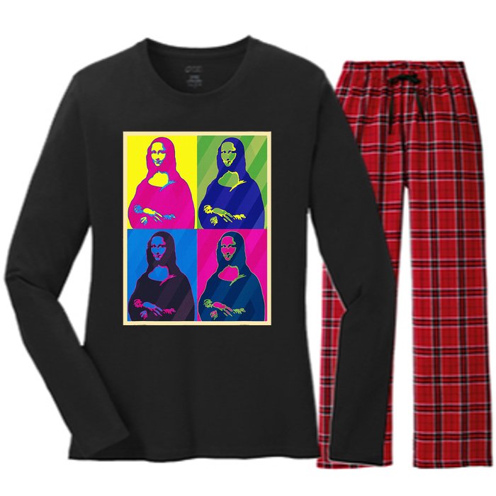 Mona Lisa Leonardo Da Vinci Pop Art Graphic Women's Long Sleeve Flannel Pajama Set 