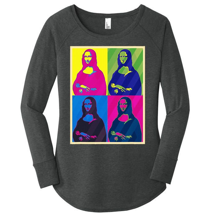 Mona Lisa Leonardo Da Vinci Pop Art Graphic Women's Perfect Tri Tunic Long Sleeve Shirt