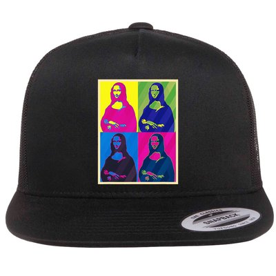 Mona Lisa Leonardo Da Vinci Pop Art Graphic Flat Bill Trucker Hat