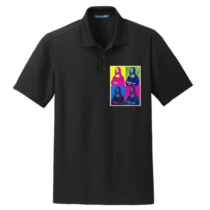 Mona Lisa Leonardo Da Vinci Pop Art Graphic Dry Zone Grid Polo