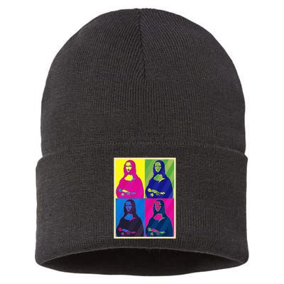 Mona Lisa Leonardo Da Vinci Pop Art Graphic Sustainable Knit Beanie