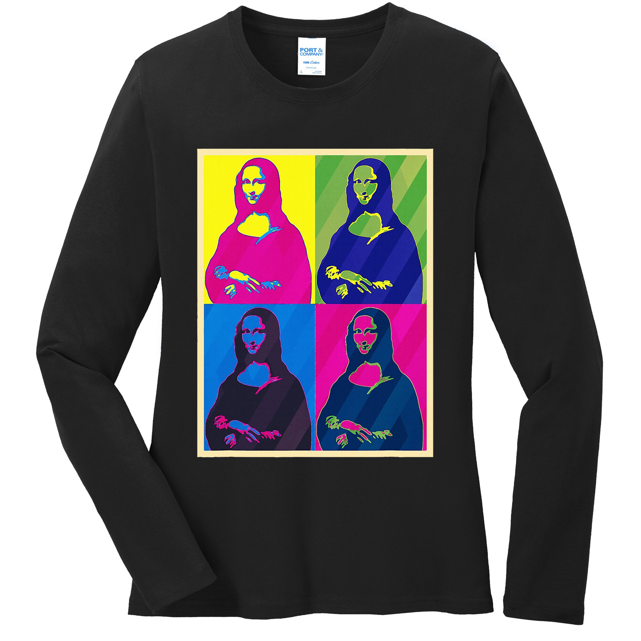 Mona Lisa Leonardo Da Vinci Pop Art Graphic Ladies Long Sleeve Shirt