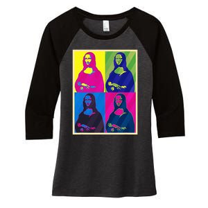 Mona Lisa Leonardo Da Vinci Pop Art Graphic Women's Tri-Blend 3/4-Sleeve Raglan Shirt