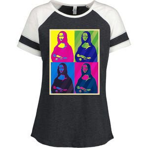 Mona Lisa Leonardo Da Vinci Pop Art Graphic Enza Ladies Jersey Colorblock Tee