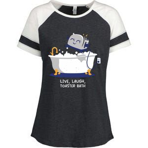 Mandatoryfunday Live Laugh Toaster Bath Enza Ladies Jersey Colorblock Tee