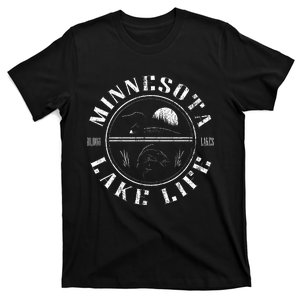 Minnesota Lake Life With Loon Walleye And Sunset T-Shirt