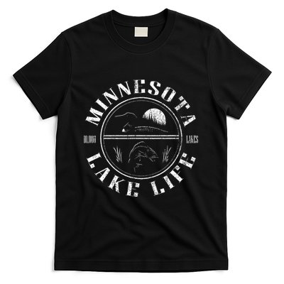 Minnesota Lake Life With Loon Walleye And Sunset T-Shirt