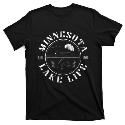 Minnesota Lake Life With Loon Walleye And Sunset T-Shirt