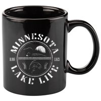 Minnesota Lake Life With Loon Walleye And Sunset 11oz C Handle Ceramic Mug