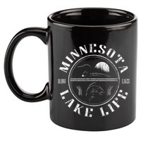 Minnesota Lake Life With Loon Walleye And Sunset 11oz C Handle Ceramic Mug