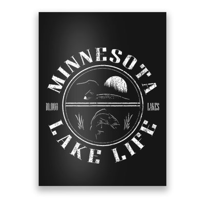 Minnesota Lake Life With Loon Walleye And Sunset Poster