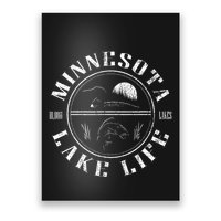 Minnesota Lake Life With Loon Walleye And Sunset Poster