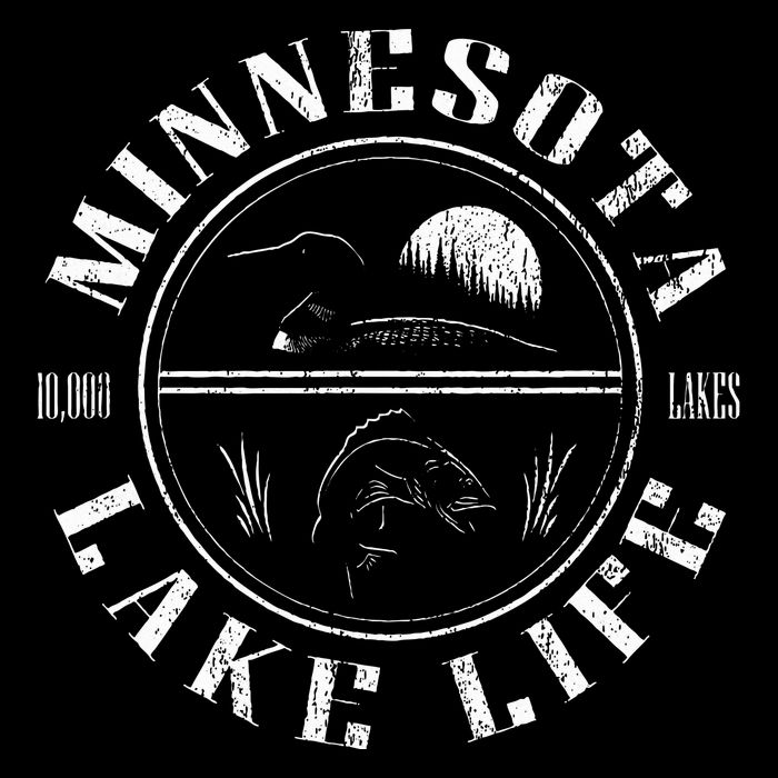 Minnesota Lake Life With Loon Walleye And Sunset Poster
