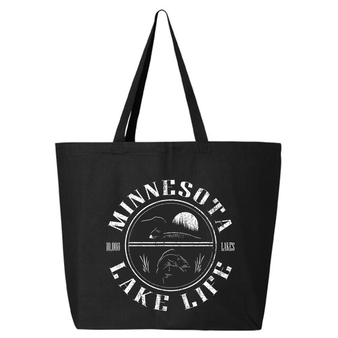 Minnesota Lake Life With Loon Walleye And Sunset 25L Jumbo Tote