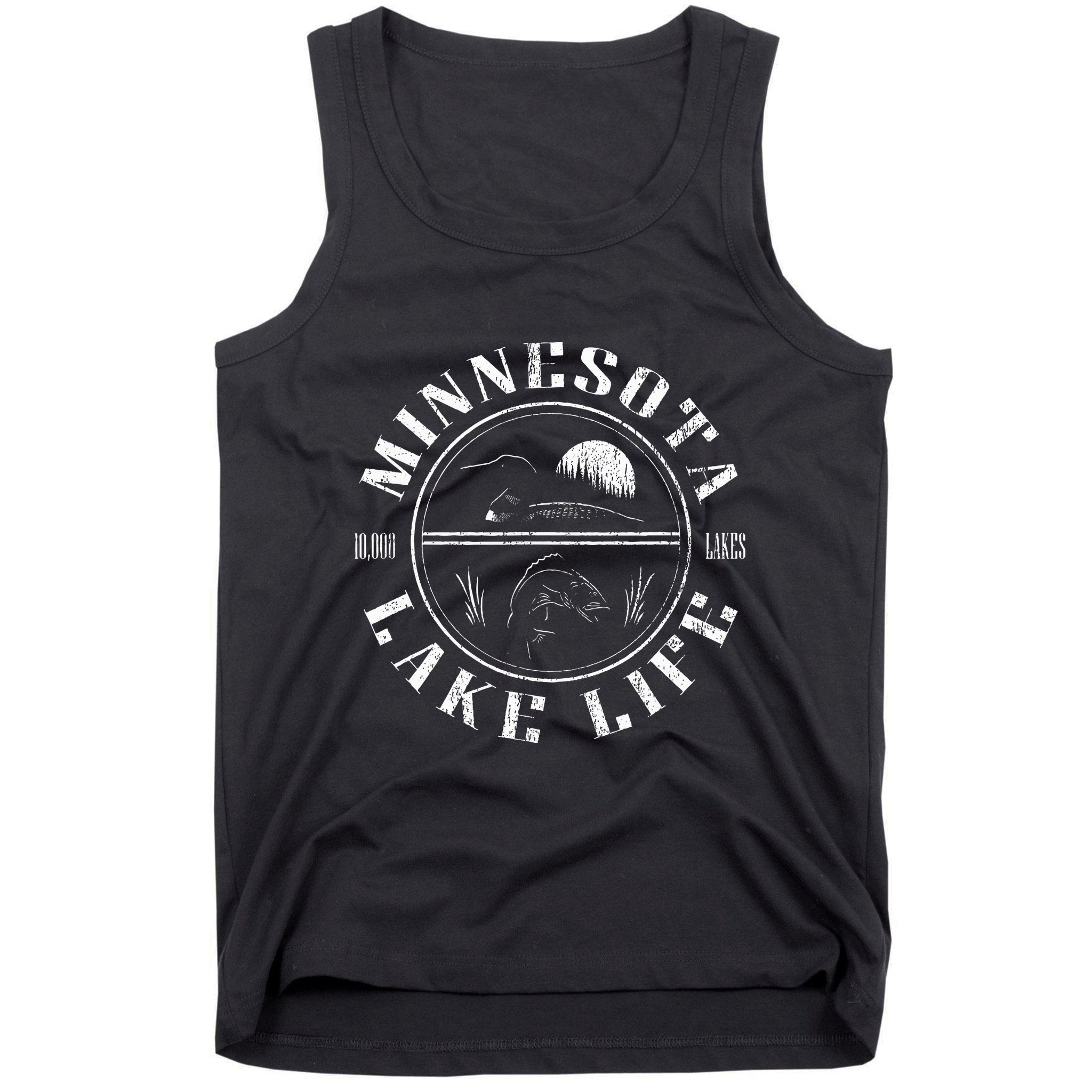 Minnesota Lake Life With Loon Walleye And Sunset Tank Top