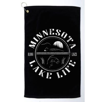 Minnesota Lake Life With Loon Walleye And Sunset Golf Towel