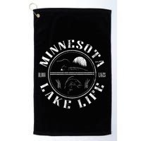 Minnesota Lake Life With Loon Walleye And Sunset Golf Towel