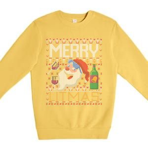 Merry Litmas Lit Santa Claus Wine Ugly Christmas Sweater Gift Premium Crewneck Sweatshirt