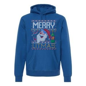 Merry Litmas Lit Santa Claus Wine Ugly Christmas Sweater Gift Premium Hoodie