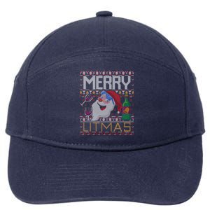 Merry Litmas Lit Santa Claus Wine Ugly Christmas Sweater Gift 7-Panel Snapback Hat