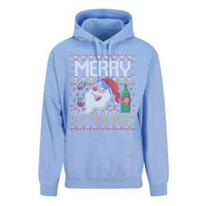 Merry Litmas Lit Santa Claus Wine Ugly Christmas Sweater Gift Unisex Surf Hoodie