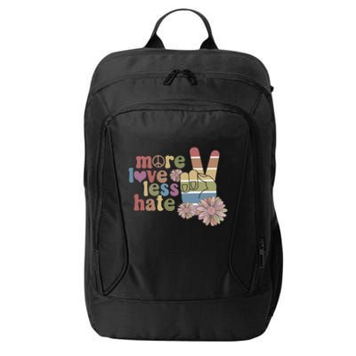 More Love Less Hate Retro Lgbt Pride Boho Flowers Support Gift City Backpack