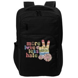 More Love Less Hate Retro Lgbt Pride Boho Flowers Support Gift Impact Tech Backpack