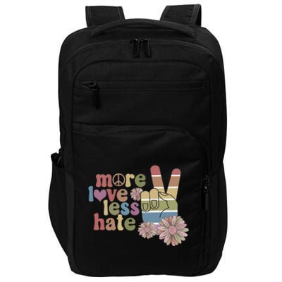 More Love Less Hate Retro Lgbt Pride Boho Flowers Support Gift Impact Tech Backpack