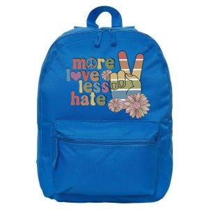 More Love Less Hate Retro Lgbt Pride Boho Flowers Support Gift 16 in Basic Backpack