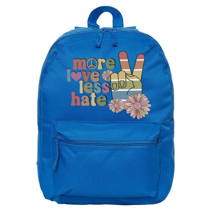 More Love Less Hate Retro Lgbt Pride Boho Flowers Support Gift 16 in Basic Backpack