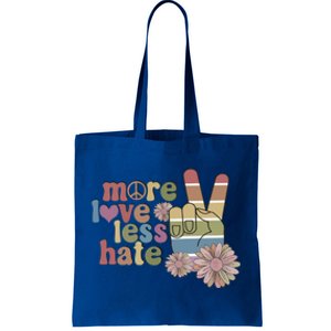 More Love Less Hate Retro Lgbt Pride Boho Flowers Support Gift Tote Bag