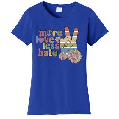 More Love Less Hate Retro Lgbt Pride Boho Flowers Support Gift Women's T-Shirt