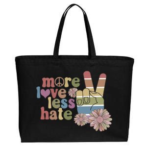 More Love Less Hate Retro Lgbt Pride Boho Flowers Support Gift Cotton Canvas Jumbo Tote