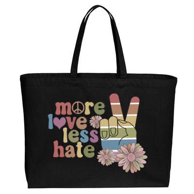 More Love Less Hate Retro Lgbt Pride Boho Flowers Support Gift Cotton Canvas Jumbo Tote