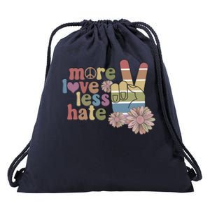 More Love Less Hate Retro Lgbt Pride Boho Flowers Support Gift Drawstring Bag