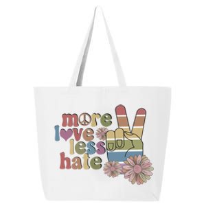 More Love Less Hate Retro Lgbt Pride Boho Flowers Support Gift 25L Jumbo Tote